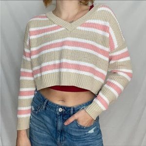 🔷🩸3 For $15! XL Knit Sweater Peach/Brown Striped